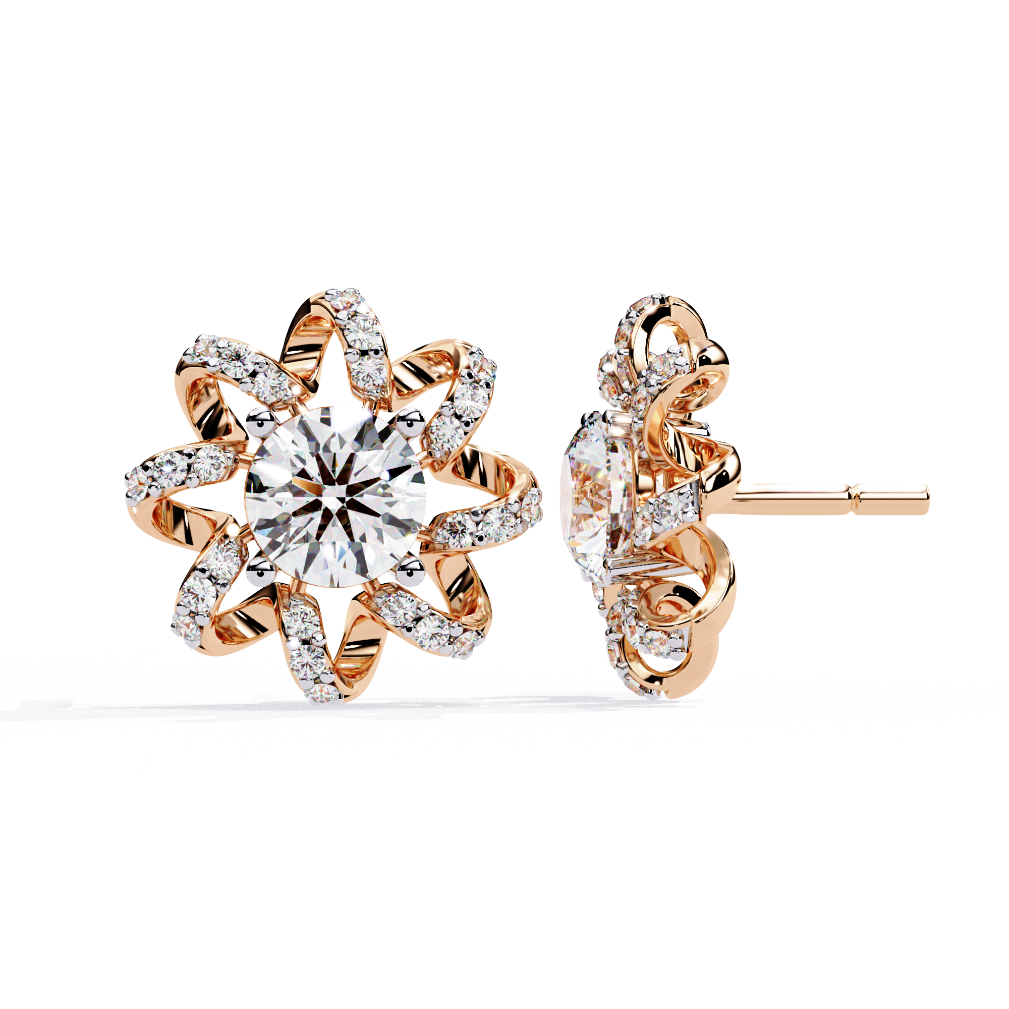 Buy Floral Swirl Natural Diamond Earrings | Solitairekart